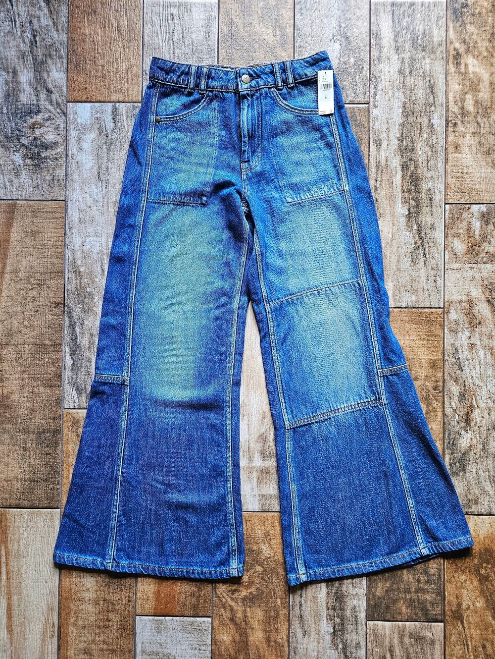NWT Anthropologie Pilcro Patchwork High Rise Wide Leg Jeans Size 25